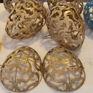 Pier One Metal Painted Glitter Ornate Eggs